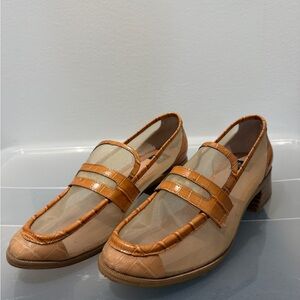 Mesh Tan and Brown Loafers